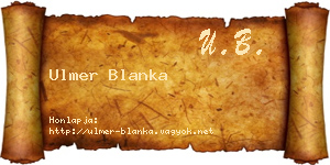 Ulmer Blanka névjegykártya